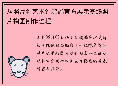 从照片到艺术？鹈鹕官方展示赛场照片构图制作过程